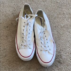 Converse White Sneakers with Red Trim